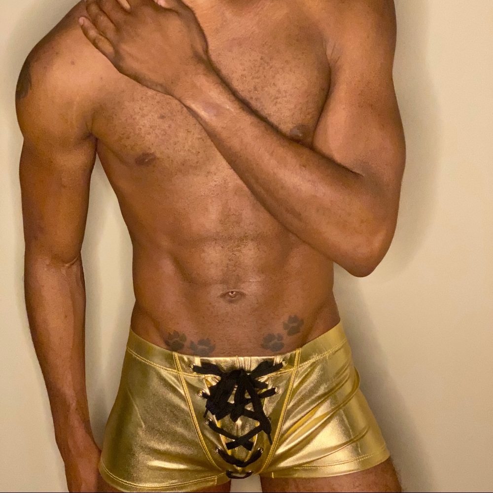 Gold metallic boxer trunk